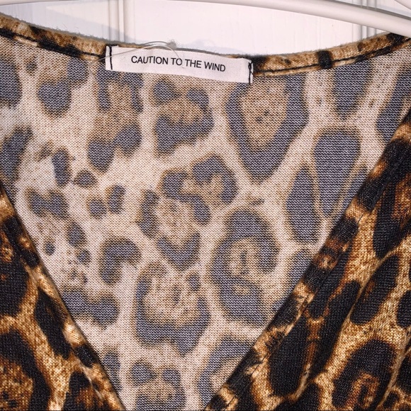 Caution To The Wind Leopard Print Midi Dress crossover design flattering size XS - Picture 3 of 5